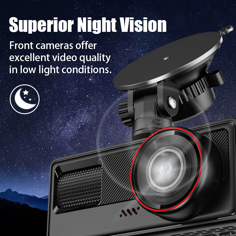 Cross-Border 1080P Three-Lens Driving Recorder Wifi Mobile Phone Interconnection 2inch High-Definition Screen Car Recorder