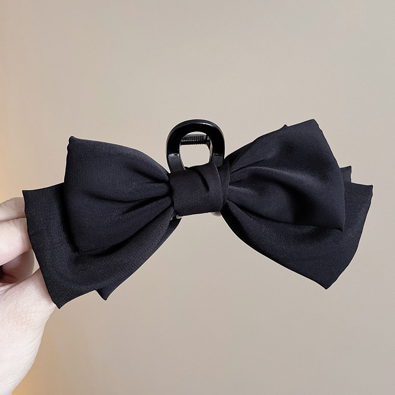 18#Classic black satin bow gripper 11cm bow 13cm