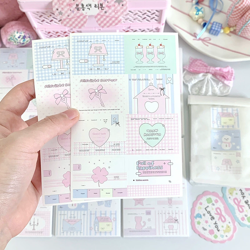 Mini Sealing Stickers, 3×4 cm Korean Cute Square Labels, Assorted Designs (8 pcs per sheet)