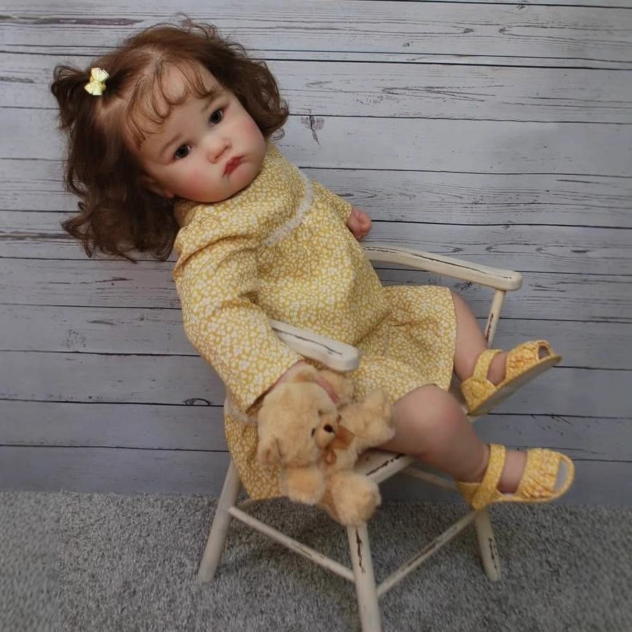NPK24inch vestido floral amarillo Charlotte simulación niña renacimiento muñeca fuente de comercio electrónico transfronterizo