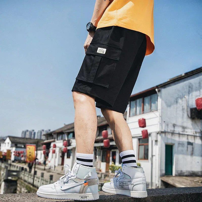 Korean Style Work Shorts Men's Outer Wear 2024 Summer Thin Sports All-match Loose Trendy New Multi-pocket Casual Pants