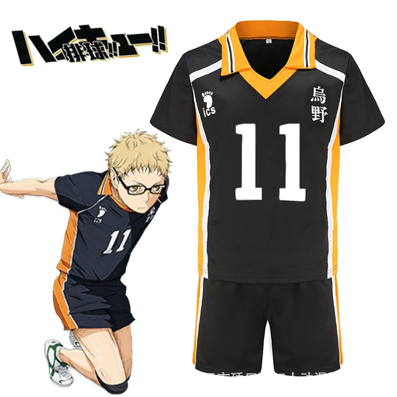 Косплей‑форма Haikyuu Karasuno, комплект майка и шорты для команды, размеры S–XXL