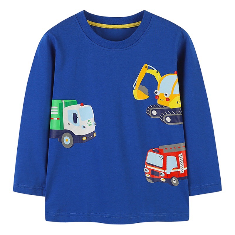 Suministro directo de fábrica de ropa infantil nueva de otoño, camisetas de algodón de manga larga para niños, camisetas básicas con estampado de dibujos animados para bebés