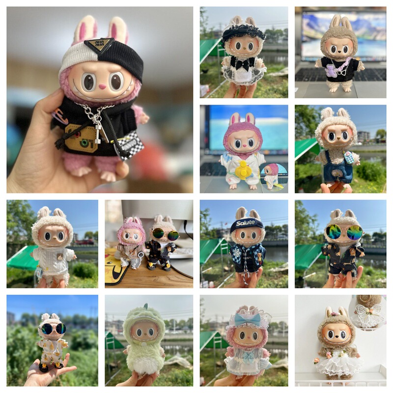 Only Clothes] Labubu Baby Clothes 17cm Keychain Labubu Sweater Skirt Suit Doll Clothes Super Variety