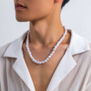 Necklace from pearl, universal chain for key bag  suitable for men and women, European style, light luxury style