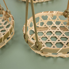 提手籃竹編籃子水果籃點心筐竹盤子筐手提籃手提花籃糕點籃竹籃子