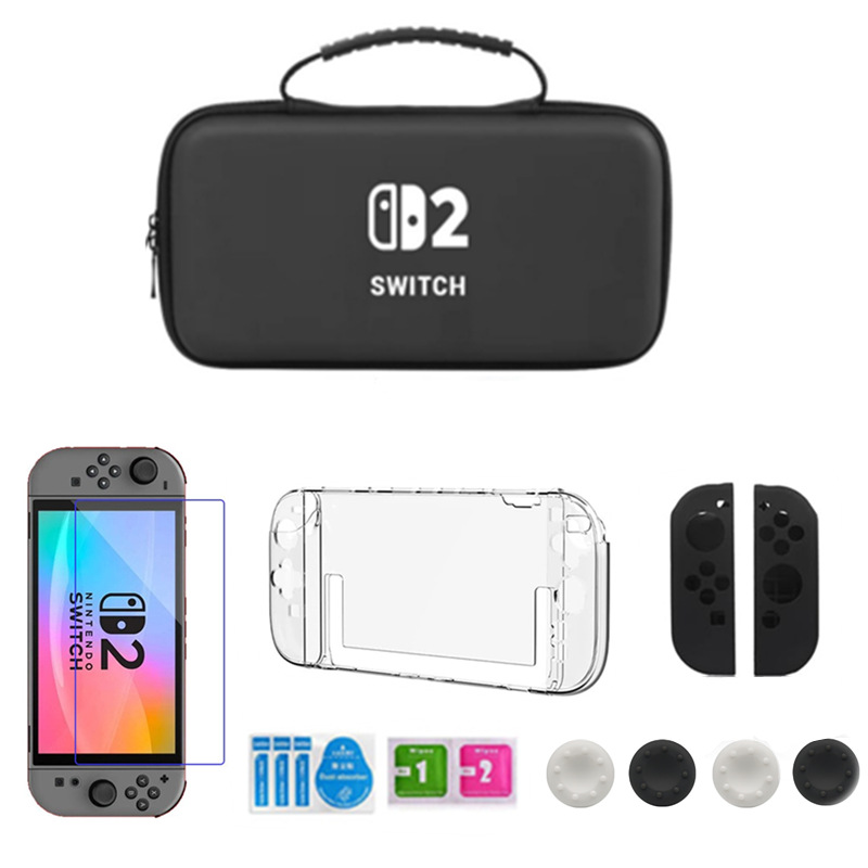 2025 nuevo conjunto de bolsa de almacenamiento switch2 cubierta protectora de caja de cristal switch2 película templada switch2