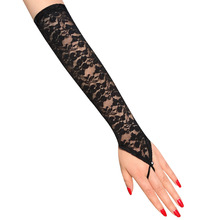 1 Pairs Women Long Lace Gloves Sexy Fishnet Mesh Fingerless