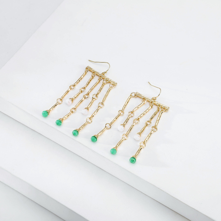 Nihaojewelry Jewelry New Geometric Gold Acrylic Beads Alloy Earrings Wholesale display picture 4