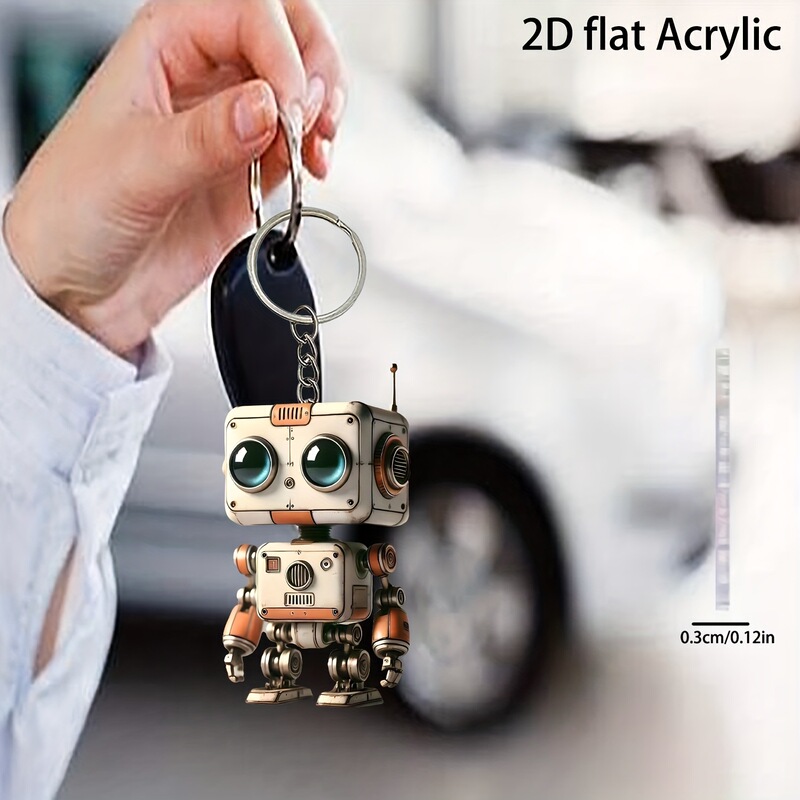 Cross-Border Popular Acrylic 2D Flat Big-Eyed Robot Keychain Creative Decoration Holiday Keychain Cross-Border Popular Acrylic 2D Flat Big-Eyed Robot Keychain Creative Decoration Holiday Keychain