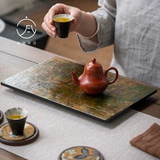 宜室茶话手工大漆干泡盘小茶台茶盘高档家用托盘中式壶承功夫茶具