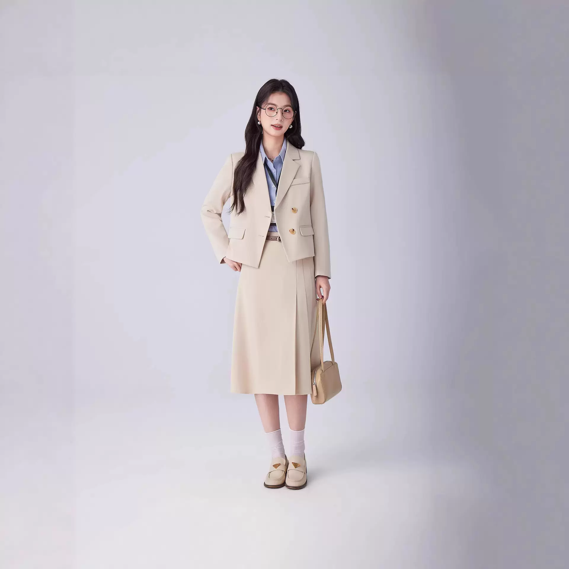西装外套女单排扣短款高级职业装教师穿搭大学生公考面试正装套装