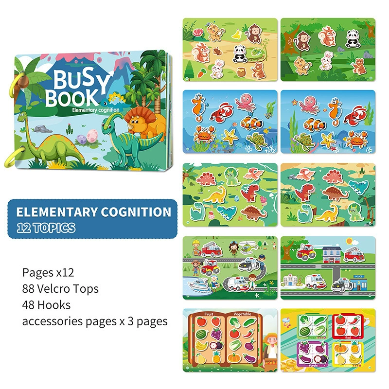 Умная книга (Busy Book) — тихая книга, прочный на разрывы набор наклеек-пазл для малышей, несколько тем