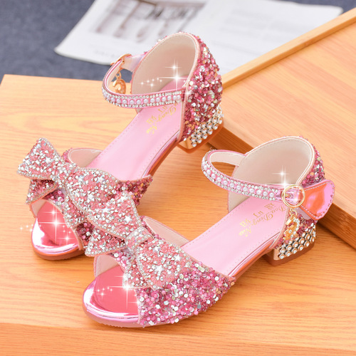 女童凉鞋公主夏季宝宝水晶鞋新款小女孩软底高跟鞋表演儿童鞋