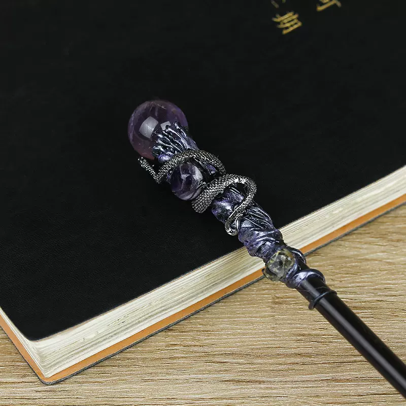 跨境单头水晶球全站紫水晶元素仙女棒龙图腾魔法棒工艺品仪式道具