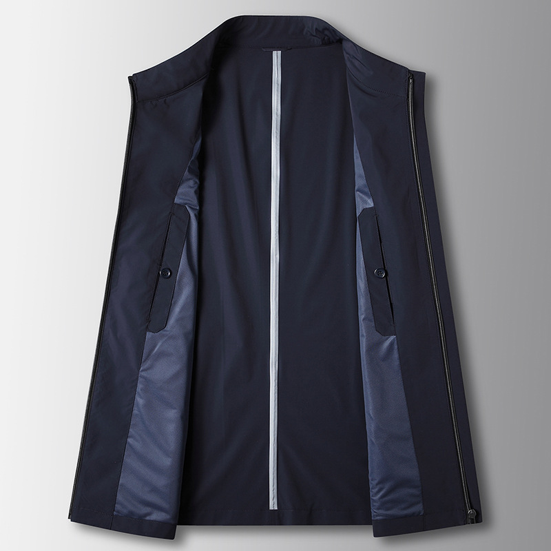 Men's Clothing jacket spring and autumn new style stand up collar seamless glue style young and middle aged luxury business casual thin jacket_voghion.com
