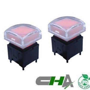 昭华供应C3035系列无声LED灯按键开关 方形水晶帽盖 多种灯色可选
