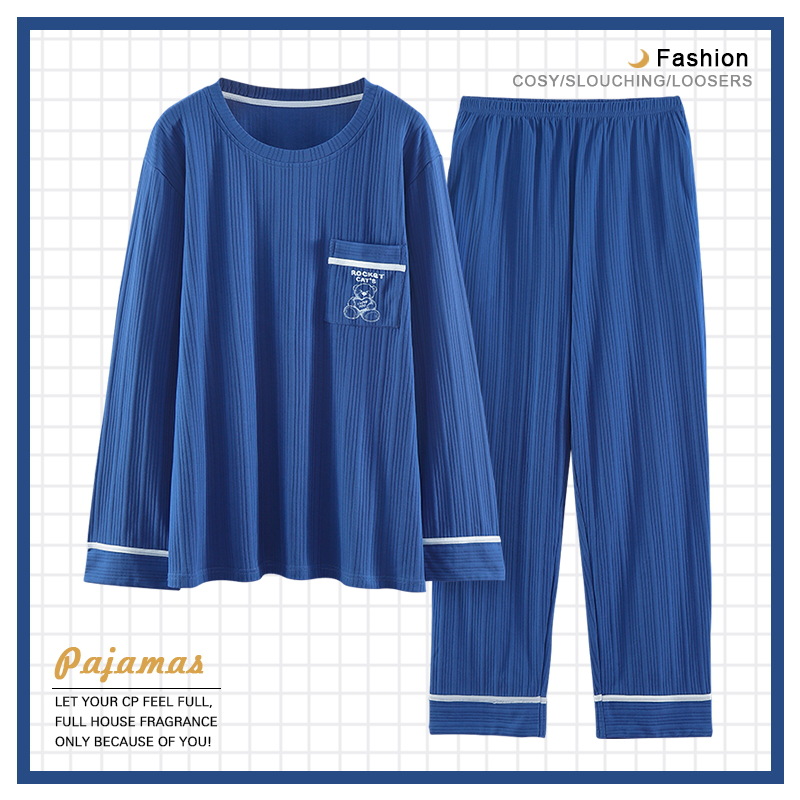 Jiao caimeng pijamas de hombre primavera y otoño algodón otoño manga larga casual tobillo atado ropa para el hogar 2022 nuevo