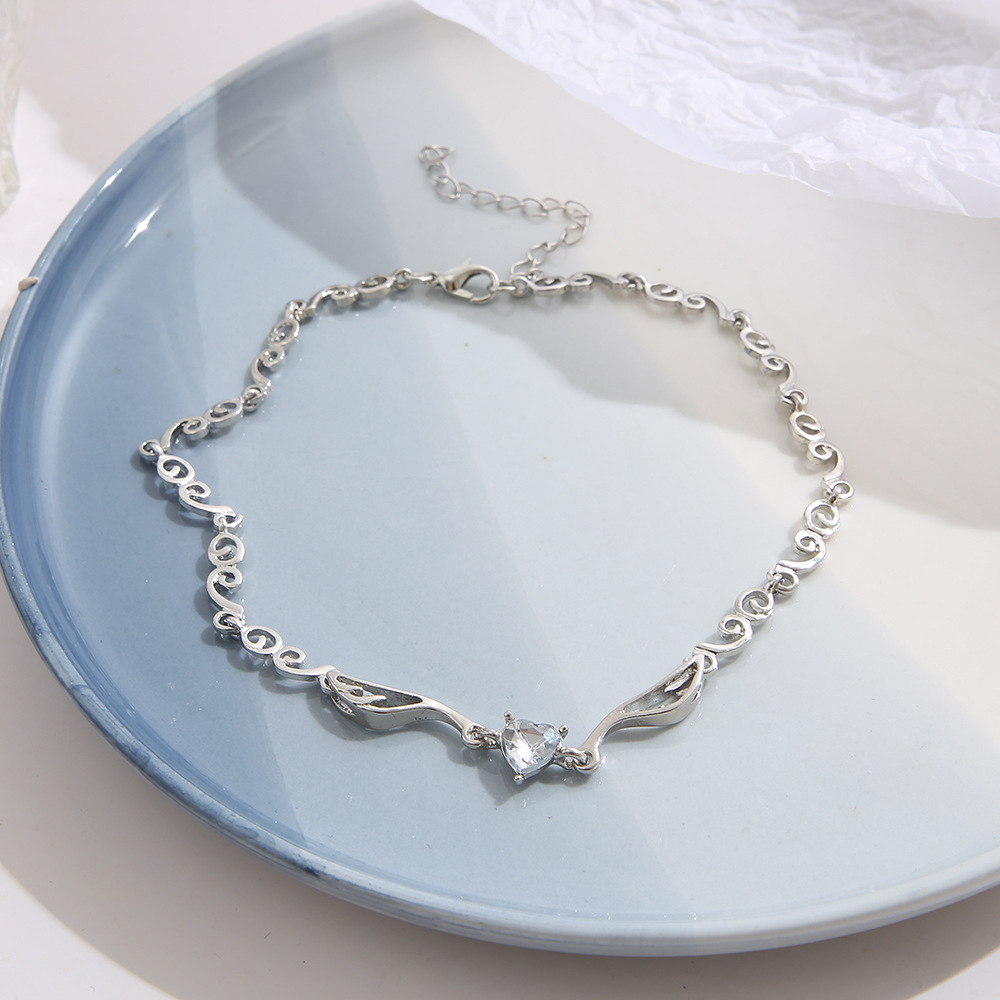 Simple Style Heart Shape Alloy Plating Artificial Rhinestones Womenu0027S Pendant Necklace 1 Piece