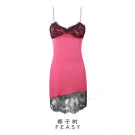 亚马逊跨境外贸欧美女装2024夏季新款法式性感蕾丝拼接吊带连衣裙