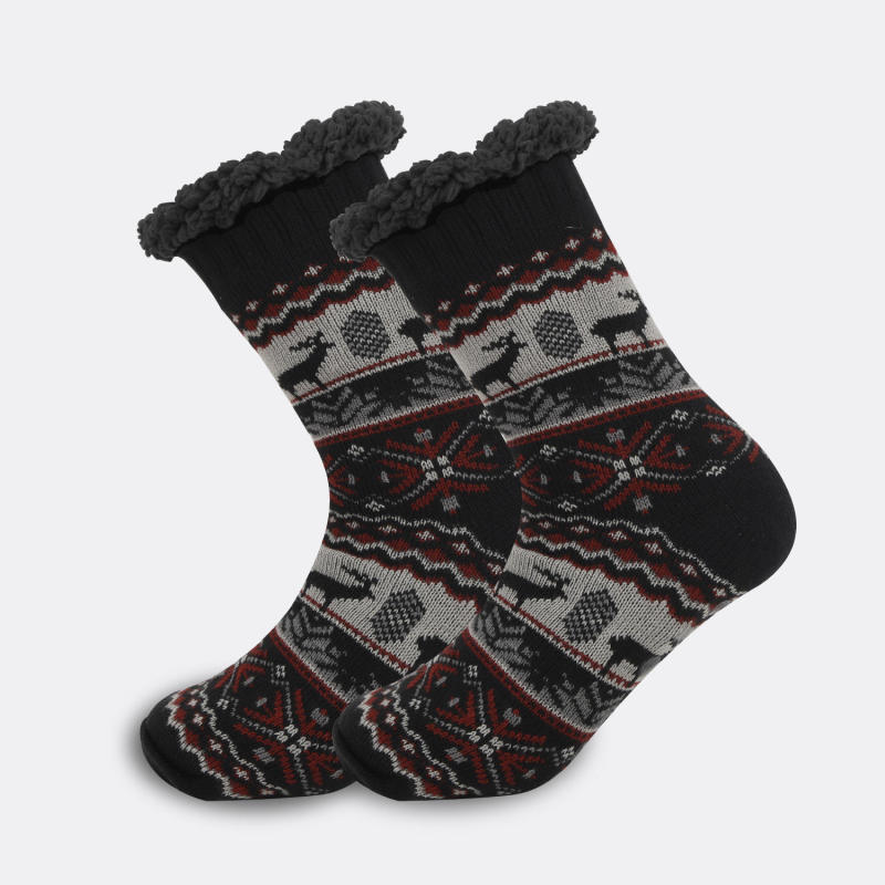 Men's Thick Warm Indoor Non-Slip Grip Fluffy Comfortable Sleep Socks Custom Winter Fuzzy Slipper Socks
