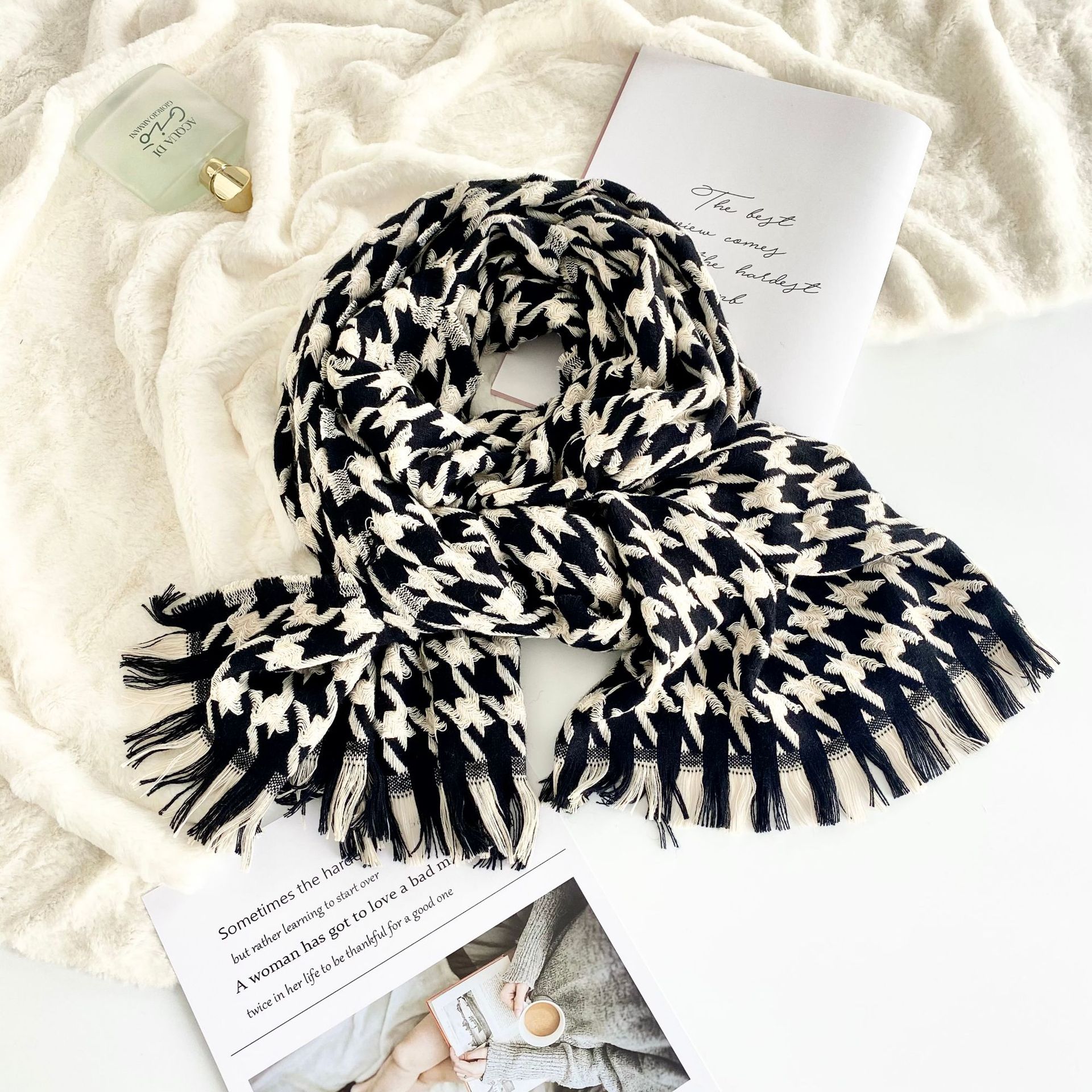 Outdoor Occasion Women's Fashion Houndstooth Polyester Scarf