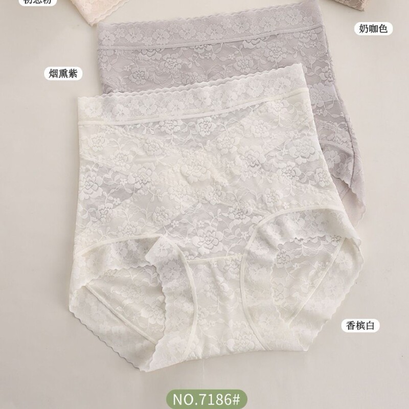 Women's Floral Silk Ultra-Thin Underwear, Ice Silk Plus-Size High-Waist Tummy Control Panties, Seamless Silk Panties, Popular Wholesale Items