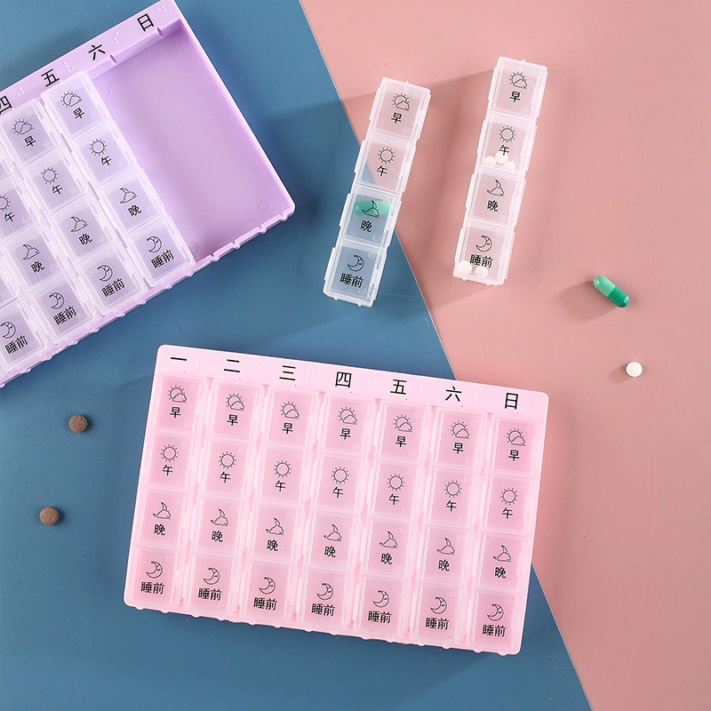 Аптечка для раннего, среднего и позднего сна Суб-пакет с 28 сетками Аптечка Семь дней в неделю Портативная аптечка для пожилых людей Коробка для лекарств