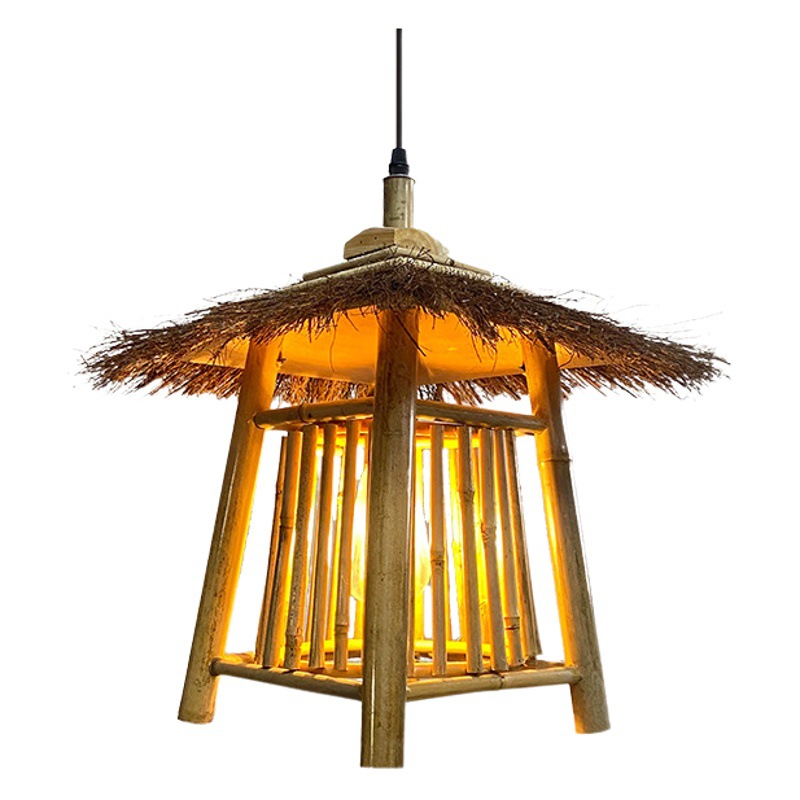 Casa araña lámpara de bambú retro creativo restaurante pasillo balcón Pabellón B & B Tea Room Inn Tienda lámparas de Bambú