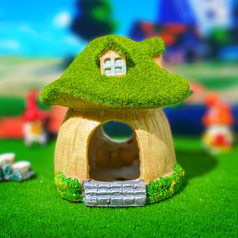 Adorno de Paisajismo para Pecera, Casa de Musgo Artificial para Esconderse, Decoración de Paisaje para Peces y Camarones de Acuario