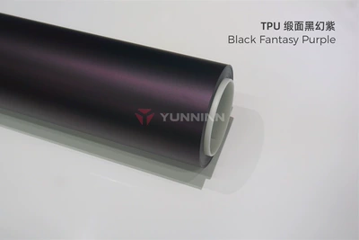 Auto Color Change Film: matte finish car wrap, satin - tpu-matte-black-fantasy-purple-15215m