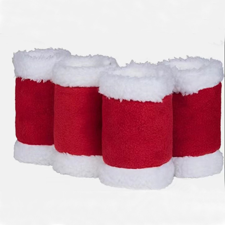 Fábrica en stock y entrega rápida polainas de caballo de Navidad polainas de caballo de terciopelo de burbuja de Año Nuevo polainas de caballo cálido entrega de una pieza