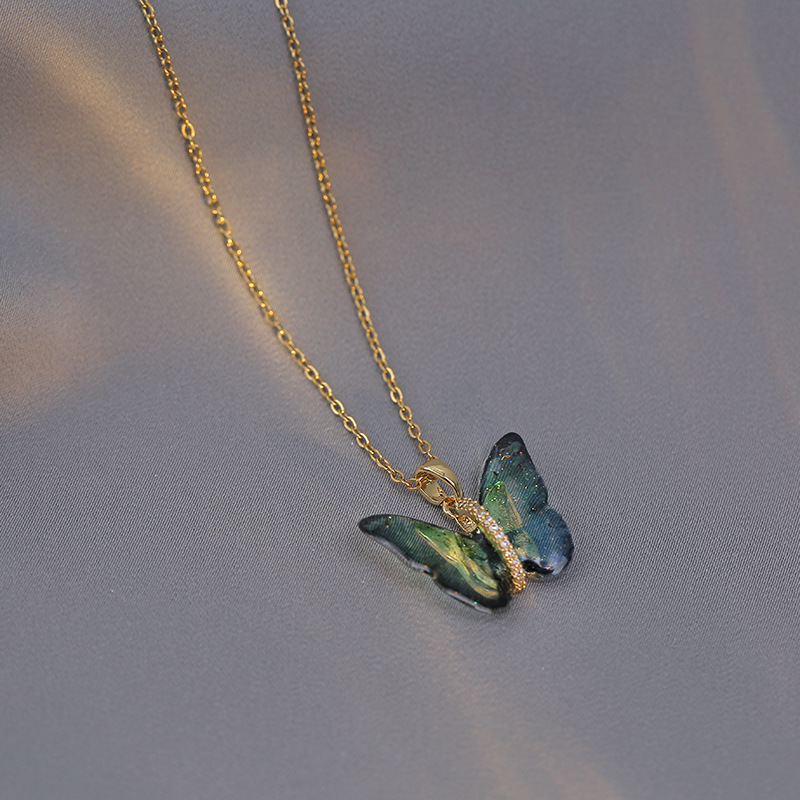 201 Stainless Steel Chain Material 1 Piece Quantity Titanium Steel Simple Style Patchwork Butterfly Pendant Necklace