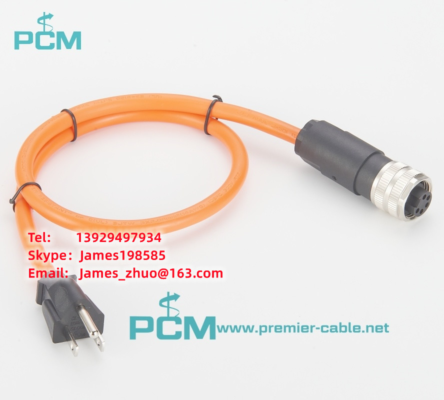 NEMA 5-15p至7/8英寸Mini-change圆形连接器5Pin转120VAC电源插座