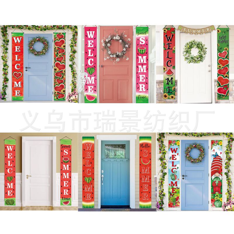 Temu Hot Selling Summer Door Curtain Banner Watermelon Dwarf Summer Series Porch Decoration Factory Direct Sales Door Curtain