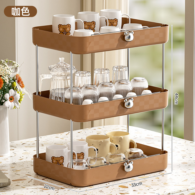 Brown three-layer [cup storage rack] can be drained