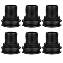 出口款PVC隔板接头双螺纹隔板水箱连接头雨桶水族箱黑色3/4英寸