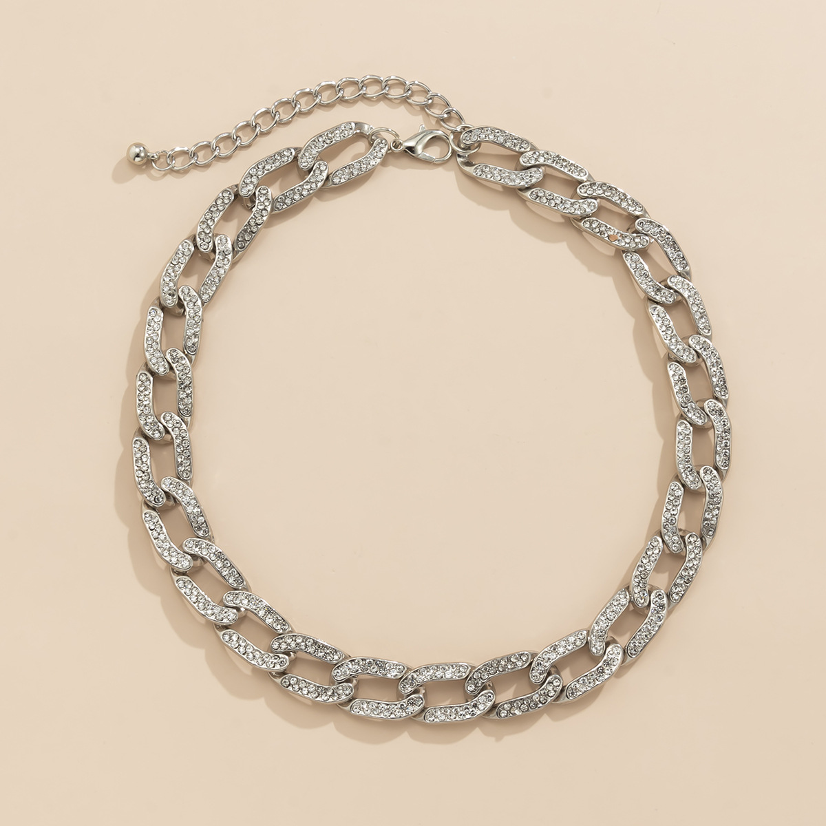 Cuban Link Necklace With Micro Inlaid Diamonds Minimalist Style_voghion.com