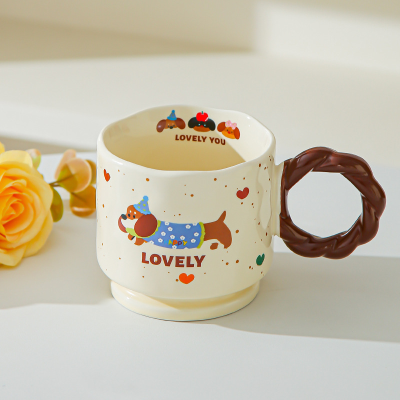 Creativo encantador dibujos animados taza de cerámica Boog taza de alta cara taza de marca taza de pareja taza de agua potable doméstica