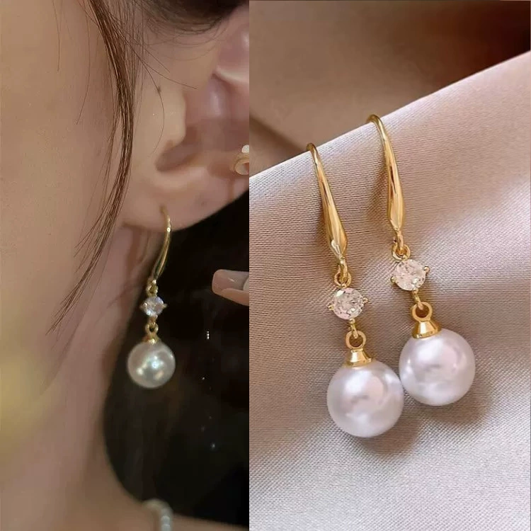 Asymmetrical Pearl Earrings, Silver 925 Posts, Universal Studs — Simple Elegant Design