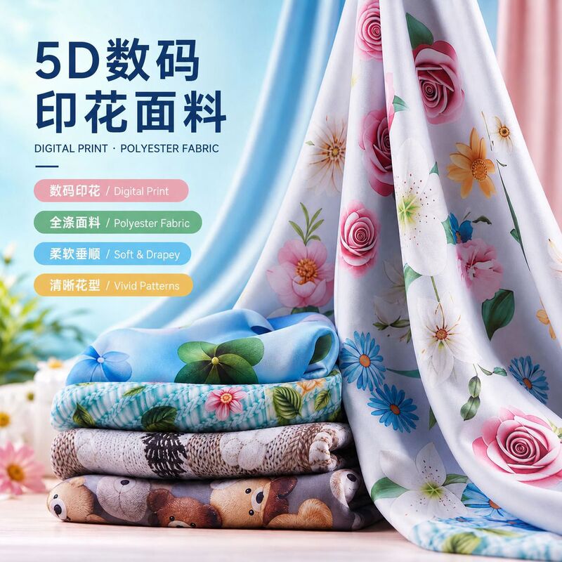 5D Digital Printed Fabric, 100% Polyester, Home Bedding, Fashion, Children's Clothing, Wide-Width Digital Printed Fabric 5D Digital Printed Fabric, 100% Polyester, Home Bedding, Fashion, Children's Clothing, Wide-Width Digital Printed Fabric