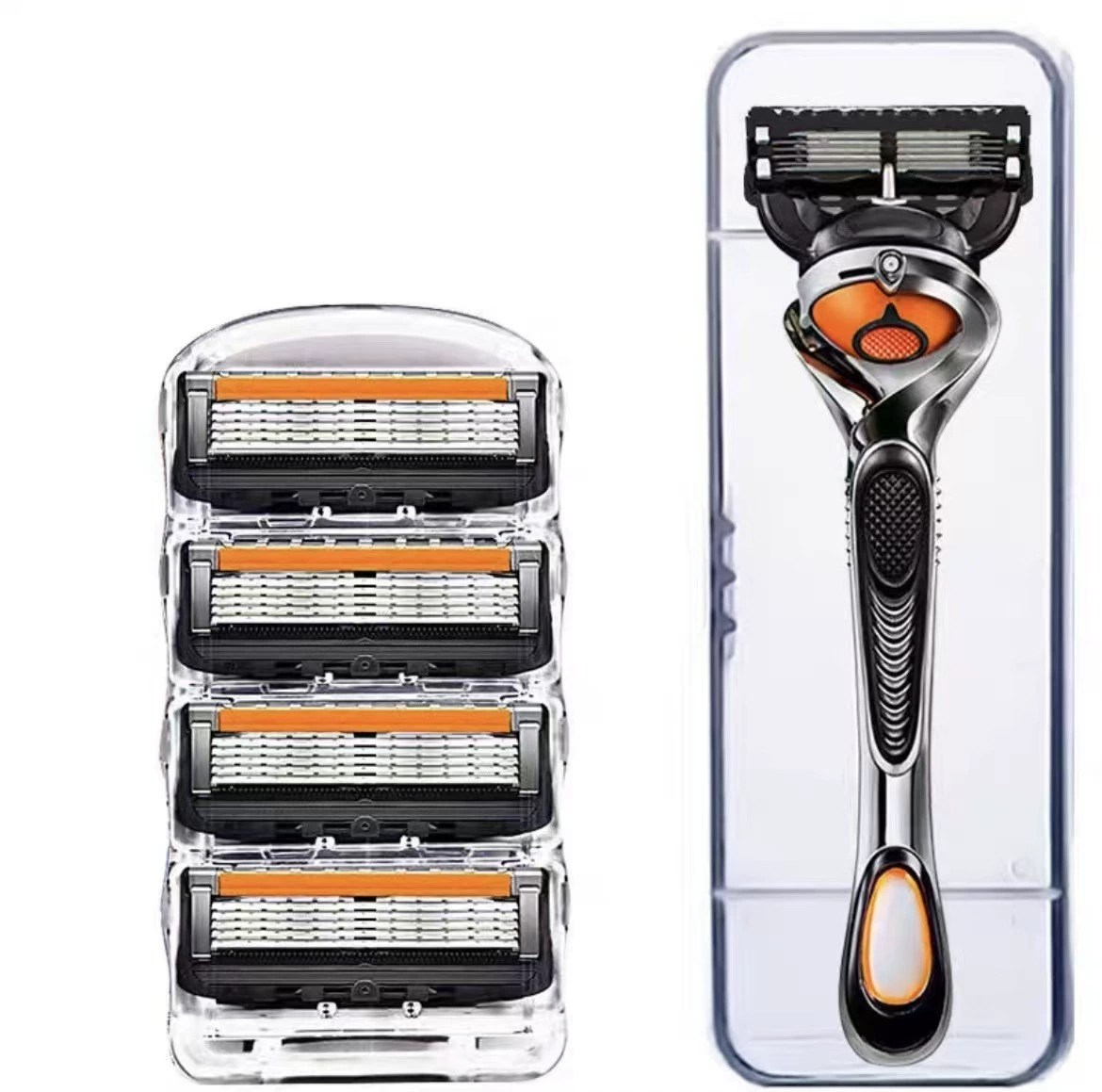 Handheld Razor, 5-Layer German-Style Blades, Multi-Head Replacement Kits (4–48 Heads)