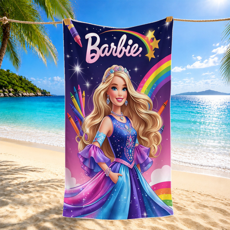 Barbie Barbie Doll Beach Towel Tk Children's Microfiber Quick-Dry Bath Towel Printed Full Body Wrap Barbie Barbie Doll Beach Towel Tk Children's Microfiber Quick-Dry Bath Towel Printed Full Body Wrap