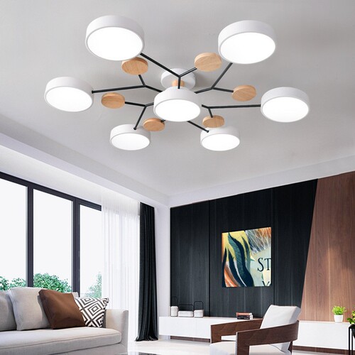 Nordic living room pendant lamp, modern minimalist Japanese-style bedroom and study ceiling lamp, creative personalized macaron wood lamp