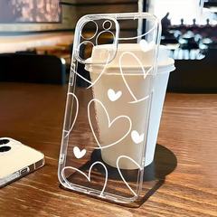 黑白爱心适用苹果17promax手机壳防摔iphone16透明15欧美14全包13