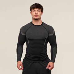 アマゾンの外国貿易の男性のレオタードのGYM運動のフィットネスのランニングの訓練服の弾力性のファッションのプリントの丸首の長いです。