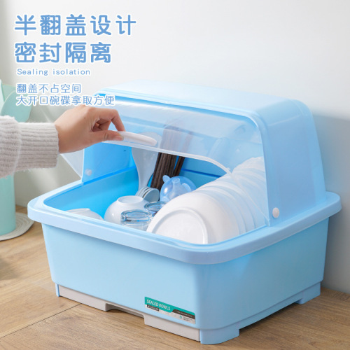 Home Kitchen Bowl Rack with Cover, Dish Drainer Bowl Stand, Bowl and Utensil Dishware Plate Rack with Cover, Bowl Storage Box, Tableware Organizer