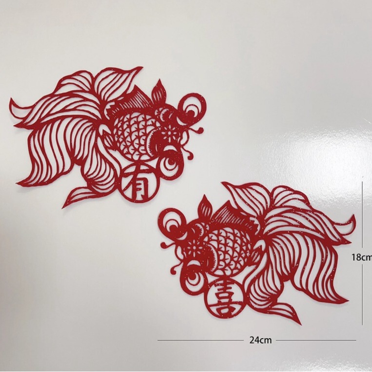 Gold Glitter Flocking Cloth New Chinoiserie Paper-Cut Style Wedding Room Window Flower Headdress New Year Decoration Supplies Glass Door Stickers