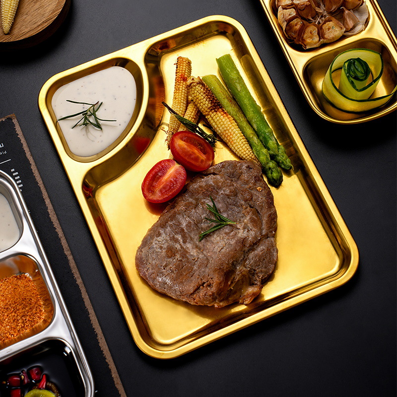 Korean Style 304 Stainless Steel Serving Plate Appetizer Plate Snack Plate Steak Plate Dumpling Plate Commercial Hotel Dip Plate Set