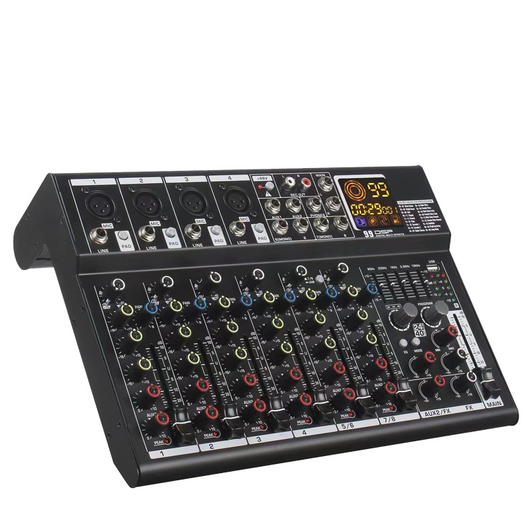 6-8-Way mezclador profesional etapa banda rendimiento Conferencia USB con Bluetooth Monitor DJ consola Mezclador